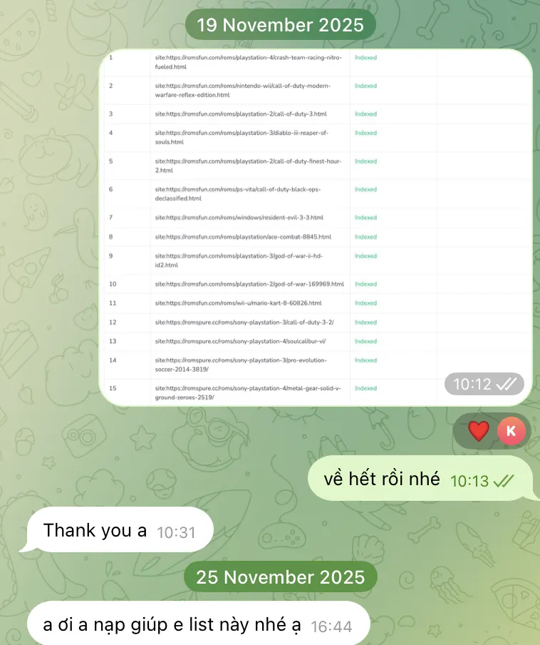 Client message confirming site restoration - Case 3